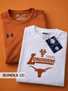 Texas Longhorns Shirt Bundle XL Under Armour UT Austin NCAA Lot 2 Orange White